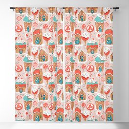 Gingerbread Candy Land on pink Blackout Curtain