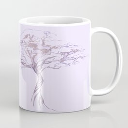 Quiet Acacia Zen Tree , Earthy African Bonsai Peace Lavendar Purple Coffee Mug