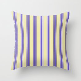 [ Thumbnail: Pale Goldenrod and Slate Blue Colored Striped/Lined Pattern Throw Pillow ]