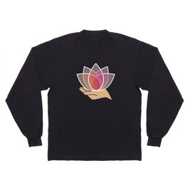 Hand holding a pink lotus flower	 Long Sleeve T-shirt