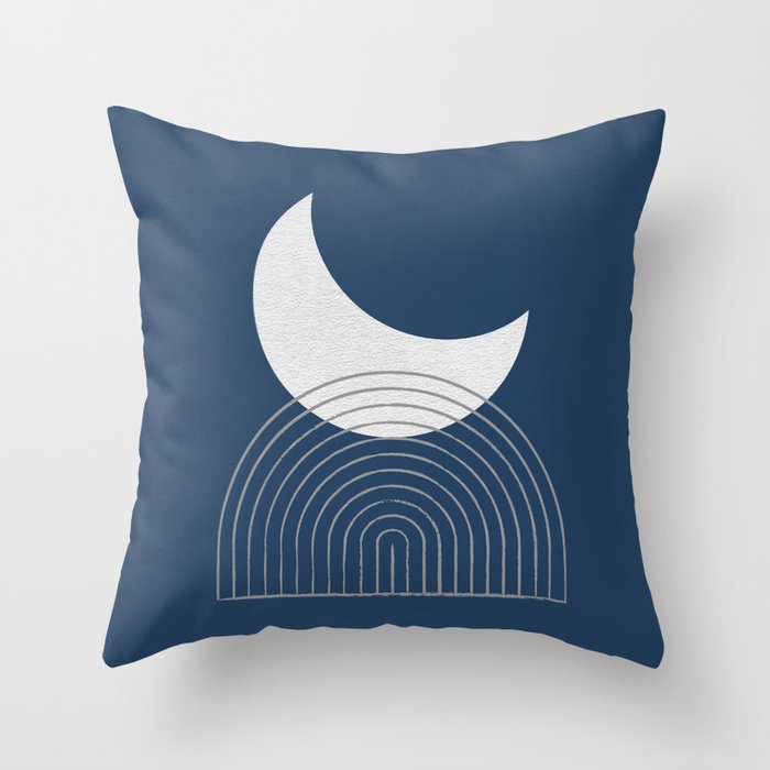 Moon Mountain Blue - Mid Century Modern Throw Pillow