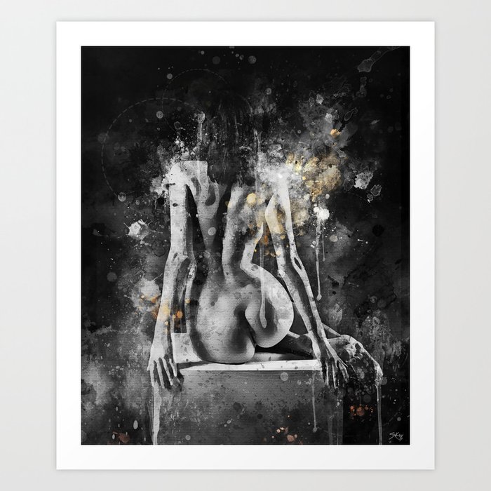 Abstract Watercolor Nude Figure Painting Art Print By
