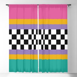 Checkered pattern grid / Vintage 80s / Retro 90s Blackout Curtain