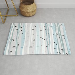 Birch forest background, birch forest pattern, trees in the morning forest Rug