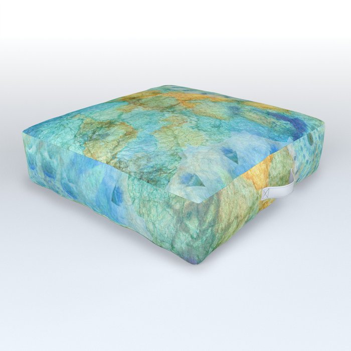 Time Well Spent - Blue And Orange Abstract Art Outdoor Floor Cushion