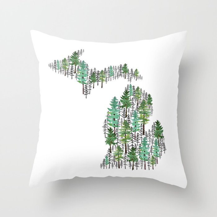 Michigan Forest Throw Pillow