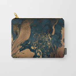 Emerald Indigo And Copper Glamour Marble Carry-All Pouch