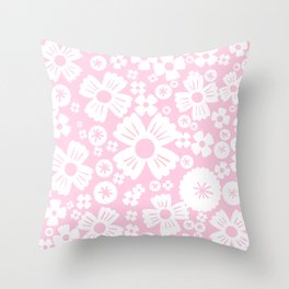 Pastel Pink and White Daisy Flowers Throw Pillow