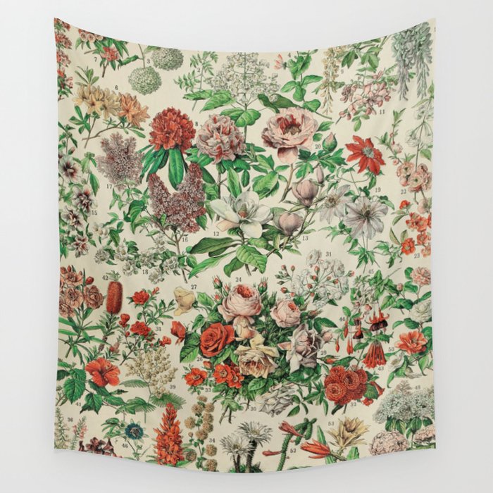 Adolphe Millot Flowers Wall Tapestry