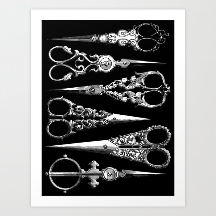 Vintage Embroidery Scissors Art Print by Slippery Slope Creations