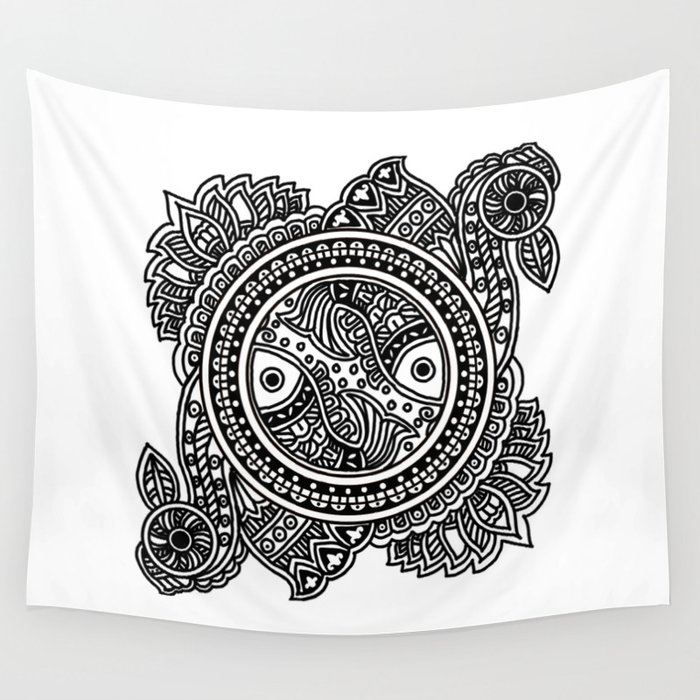 Design Inspired From Mithila Painting Wall Tapestry By