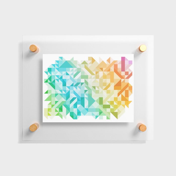 Colorful Geometric Pattern Saturated Rainbow Pattern Design (Red Pink Orange Yellow Green Blue) Floating Acrylic Print