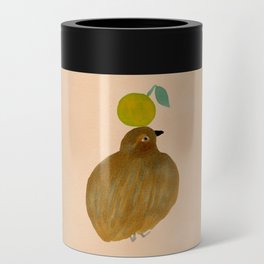 Fat Round Bird and Orange - Brown and Pink Can Cooler