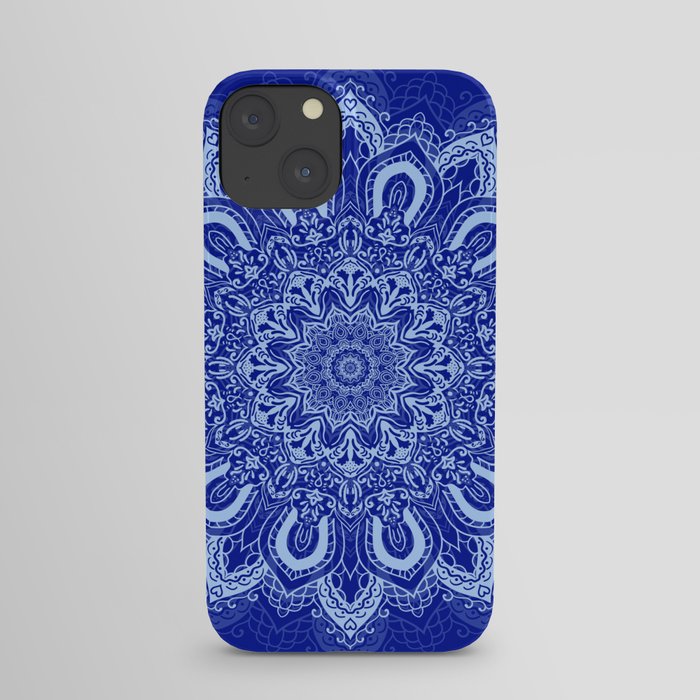 Blue Boho Mandala Flower iPhone Case