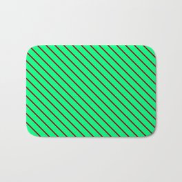 [ Thumbnail: Maroon & Green Colored Lines/Stripes Pattern Bath Mat ]