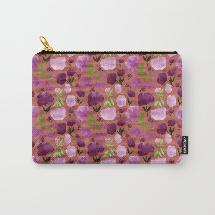 seamless pattern with flowers of different sizes in pink colors Carry-All Pouch