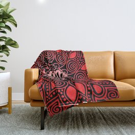 Deep Red Mandala Art Throw Blanket