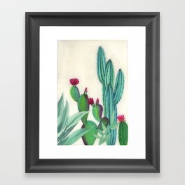 Desert Calm - Blooming Cactus painting by Ashey Lane Framed Art Print