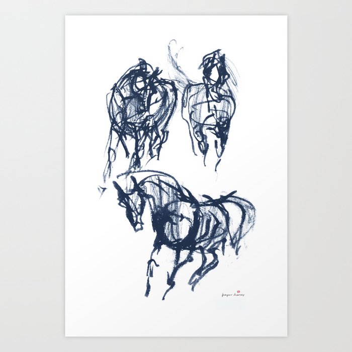 Horses (Blue trio) Art Print