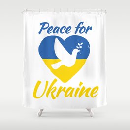 Peace for Ukraine. White Dove. Ukrainian Flag Shower Curtain