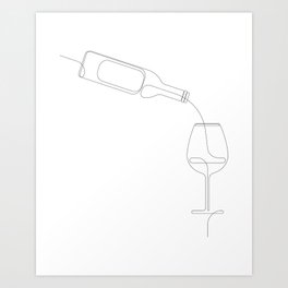 vinous - one line wine art Art Print