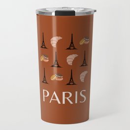 Paris Eiffel Tower Retro Modern Art Decor Illustration Boho Brown Chocolate Tones Travel Mug