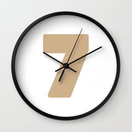 7 (Tan & White Number) Wall Clock