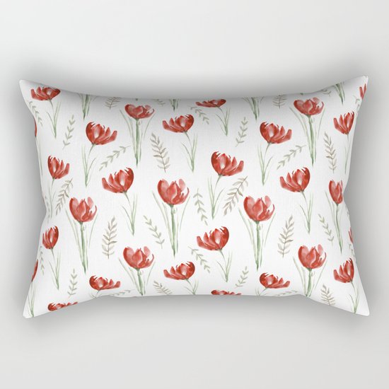 Red poppies. Watercolor Rectangular Pillow