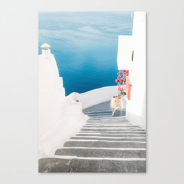 White and Blue in Santorini Greece Canvas Print