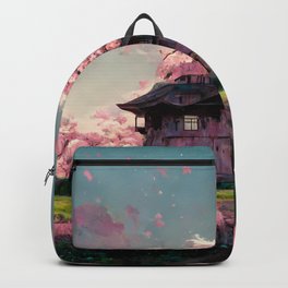 Abandoned House Surrounded by Flowers Backpack | Flower, Nature, Beautiful, House, Ecofriendly, Cute, Adventure, Abstract, Colorful, Bighouse 