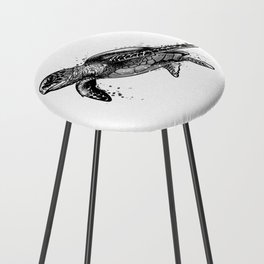 Sea turtle black and white drawing Counter Stool