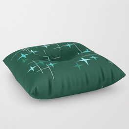 Mid Century Modern Stars Deep Sea Green Floor Pillow