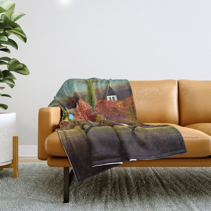 Classical Masterpiece 'Landscape with Farmer' by Henri Rousseau Throw Blanket
