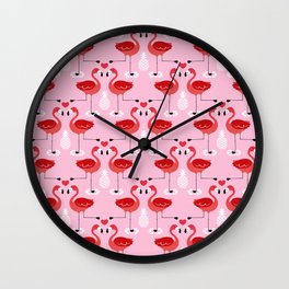 Flamingos in love Wall Clock