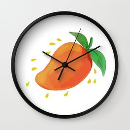 Juicy Mango Fruit Watercolor Wall Clock | Watercolor, Tropicalfruit, Illustration, Food, Juicy, Mango, Drupe, Digital, Stonefruit, Vector 