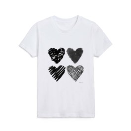 Hearts in Black and White Kids T Shirt