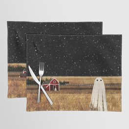 Harvest Moon Placemat | Wheat, Moon, Creepy, Digital, Spooky, Field, Fall, Autumn, Barn, Landscape 