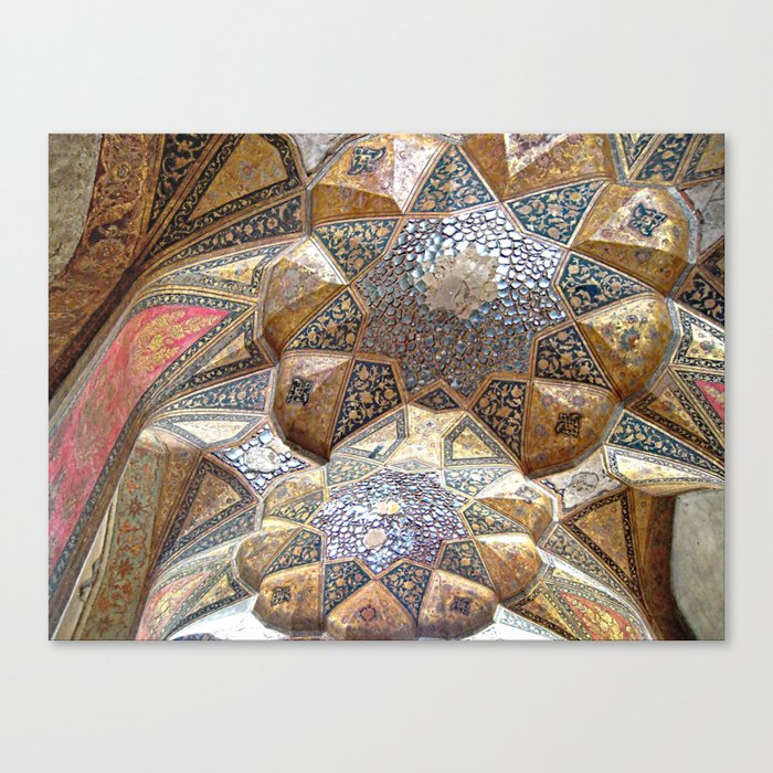 Decorative Persian Ornamental Mosaic Facade, Persia, Iran Canvas Print