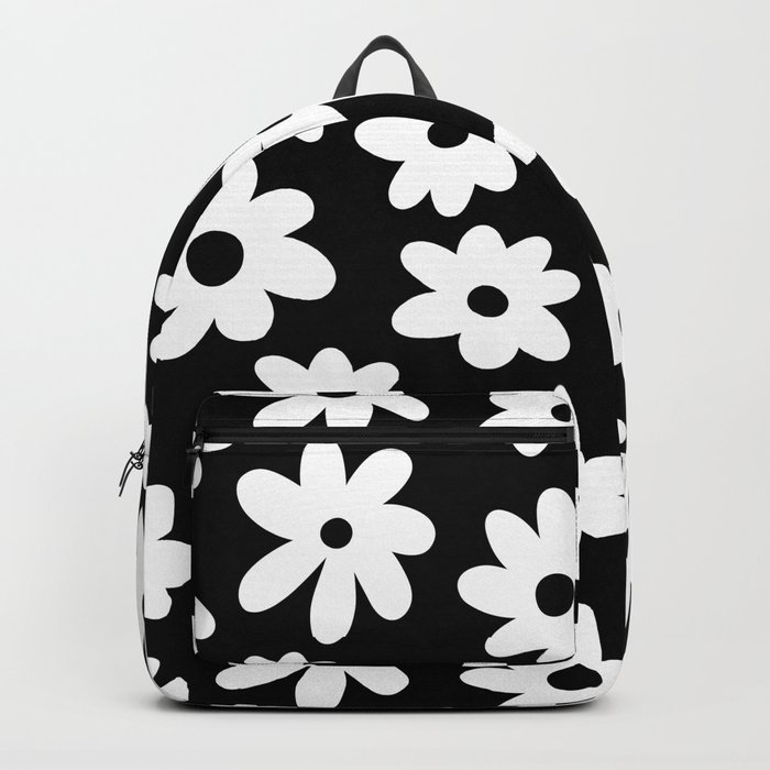 Daisy Flower Pattern (white/black) Backpack