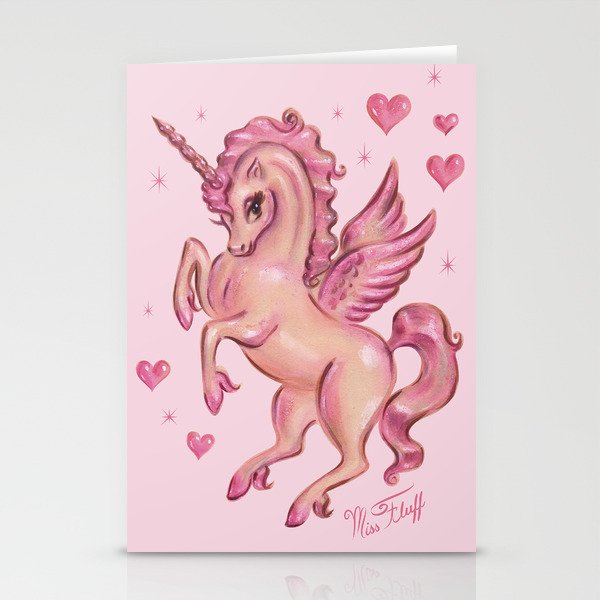 Unicorn Pegasus in Pink Stationery Cards