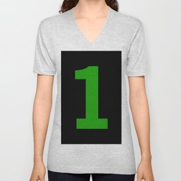 Number 1 (Green & Black) V Neck T Shirt