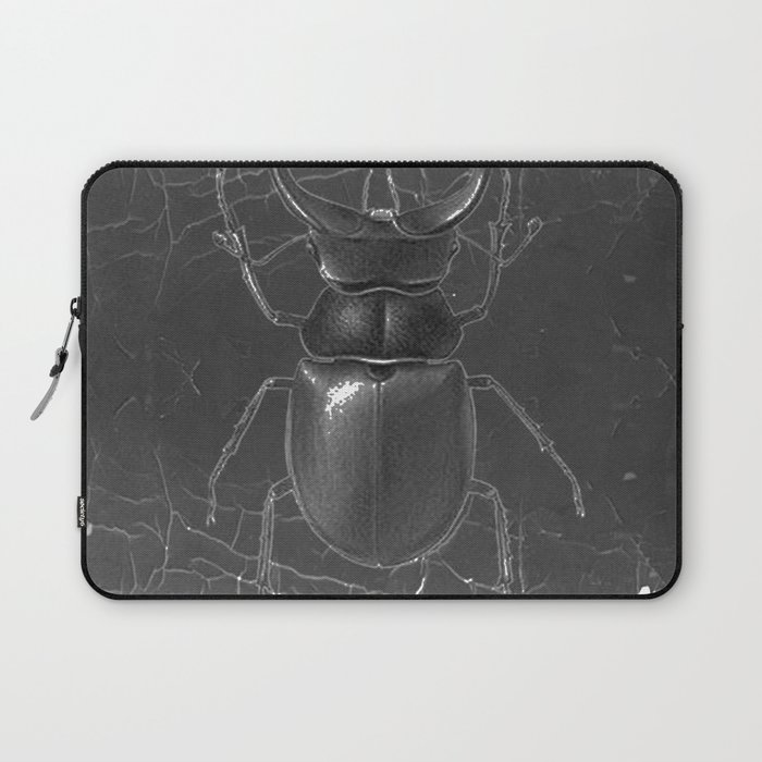 BLACK & WHITE  ANTIQUE STAG-HORNED BEETLE   PATTERNS  ART Laptop Sleeve