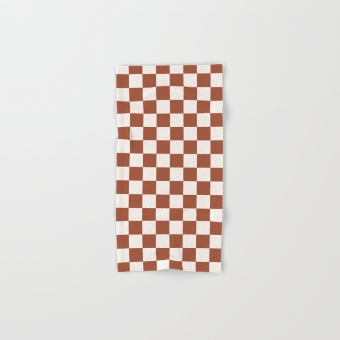 Check Rust Checkered Checkerboard Geometric Earth Tones Terracotta Modern Minimal Chocolate Pattern Hand & Bath Towel