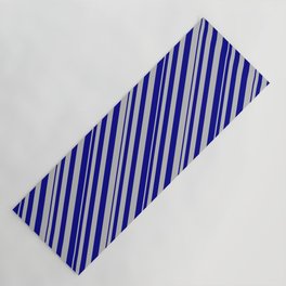 [ Thumbnail: Dark Blue and Grey Colored Lines Pattern Yoga Mat ]