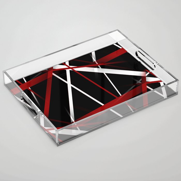 Seamless Red and White Stripes on A Black Background Acrylic Tray