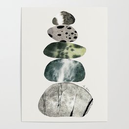 Stacked Pebbles On The Beach Poster