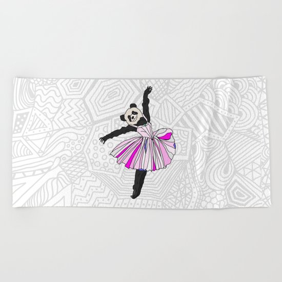 Panda Bear Ballerina Tutu Beach Towel