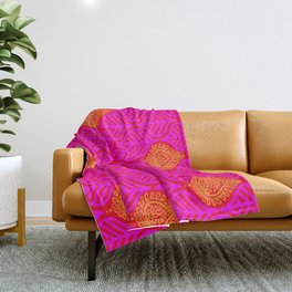 PLANTAIN PALACE - RED/PINK/ORANGE Throw Blanket