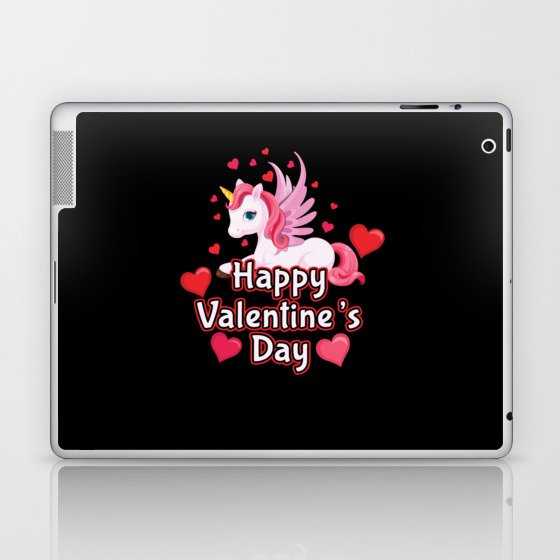 Love Kawaii Unicorn Heart Day Valentines Day Laptop & iPad Skin