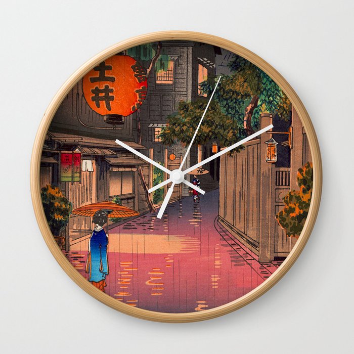 Tsuchiya Koitsu - Evening at Ushigome - Japanese Vintage Woodblock Painting Wall Clock